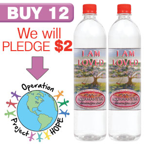 AQUAMANTRA's I AM LOVED 1L Case (12) Premium Natural Spring Water in Partnership with Operation Project HOPE
